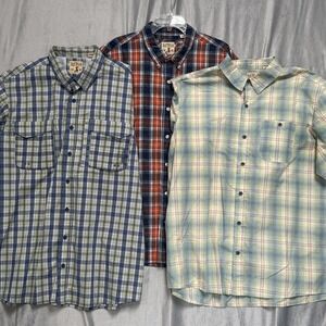 Lot of 3 Red Head Shirt Mens 2XL Plaid Short Sleeve Outdoor Fishing Button Up